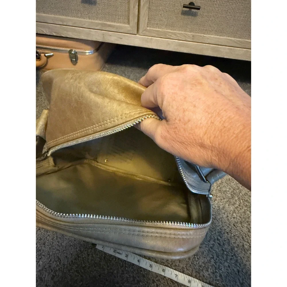 Samsonite Vintage Tan Faux Leather Crossbody Messenger Bag Retro Travel Bag